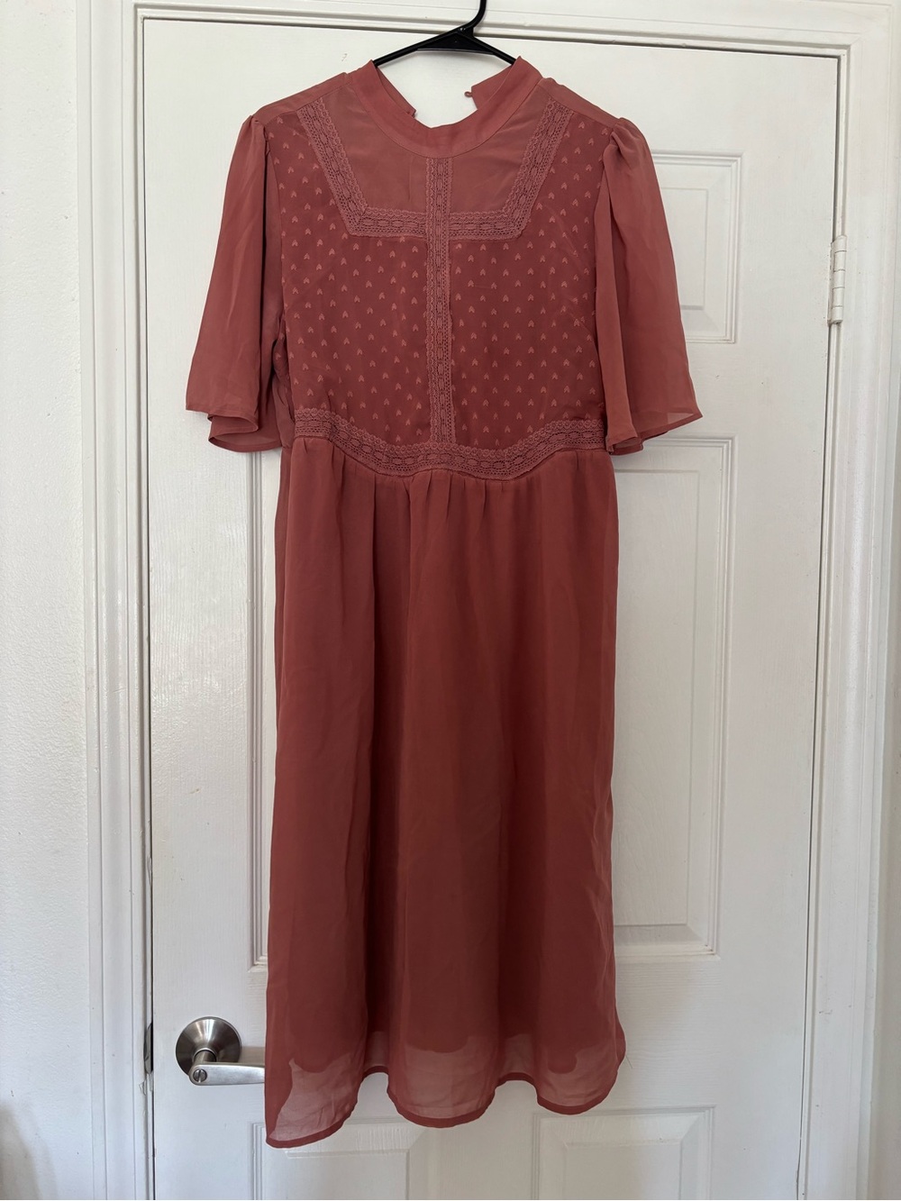 Polagram Rosewood Midi Dress with Lace Yoke